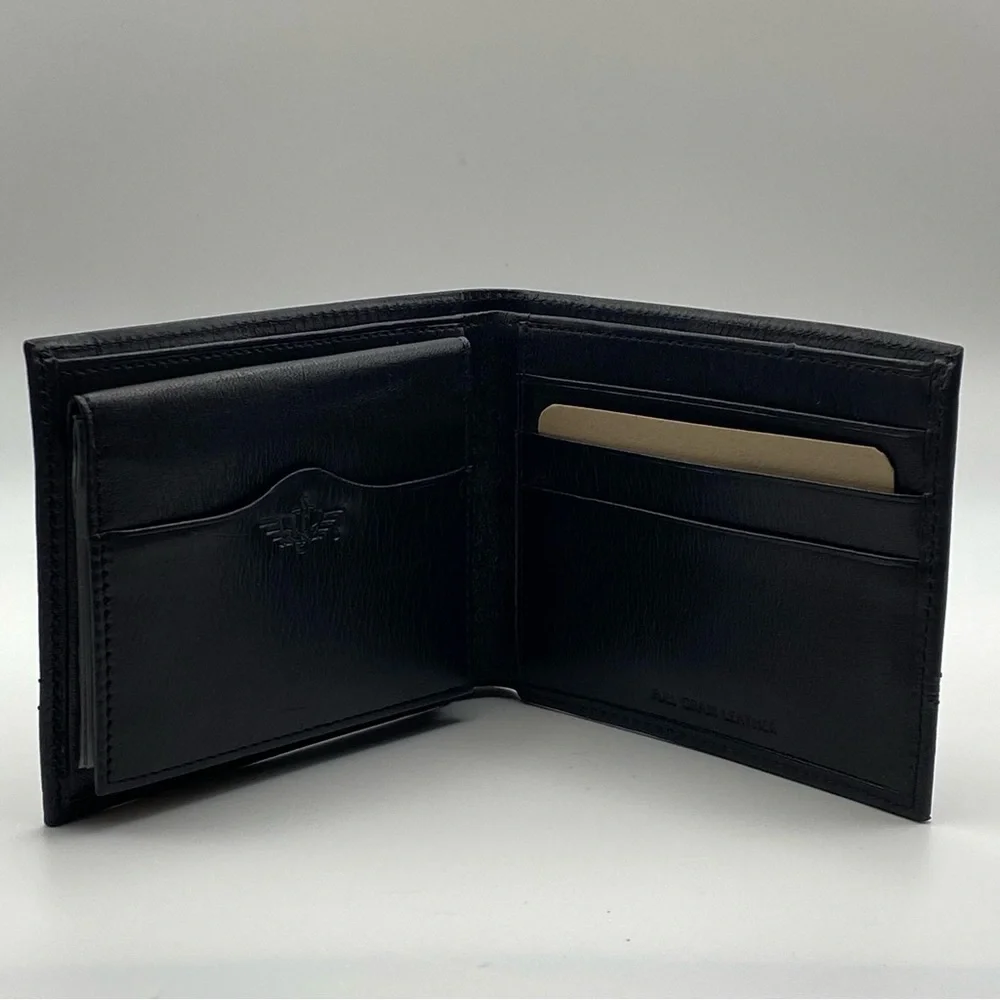 Dockers Men’s Black Leather Bifold Wallet With Removable Passcase Classic NWOT